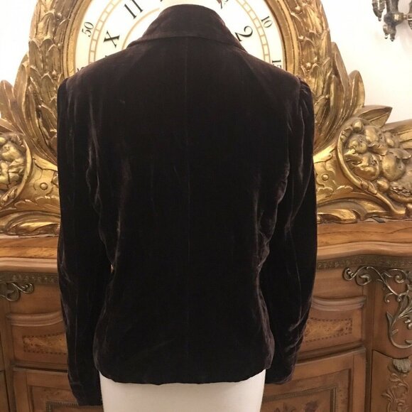 EDWARD. Size M. Crushed Velvet Long Sleeve Lined Jacket. Loop Closure. DB - Picture 4 of 5